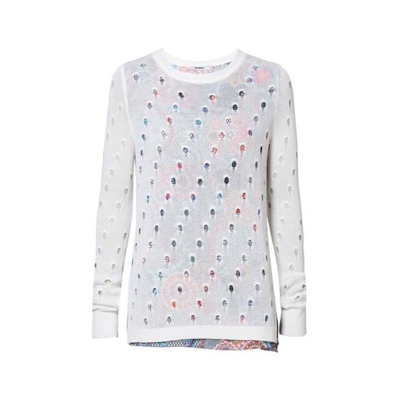 Desigual Tops - 5/$25 Desigual Carol Holey Layered Sweater Bright